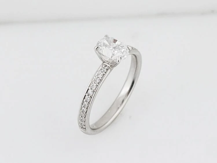 Engagement Ring Modern 1.01 Oval Cut Diamond in 14k White Gold - Image 4