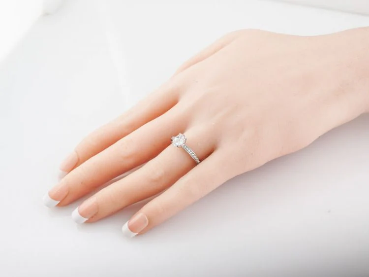 Engagement Ring Modern 1.01 Oval Cut Diamond in 14k White Gold - Image 5