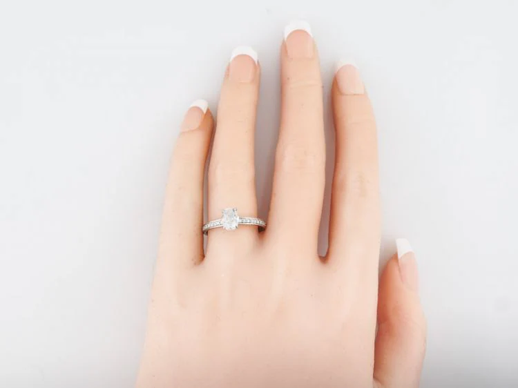 Engagement Ring Modern 1.01 Oval Cut Diamond in 14k White Gold - Image 6