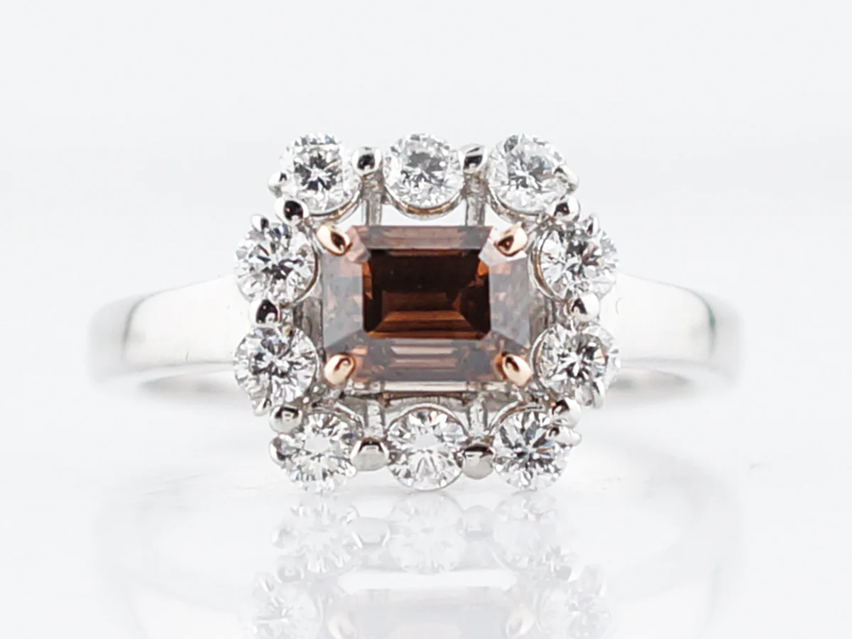 ***RTV 5/23/19***Engagement Ring Modern 1.03 Emerald Cut Diamond in Platinum and 14k Yellow Gold