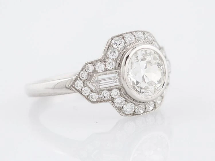 Engagement Ring Modern 1.03 Old European Cut Diamond in Platinum - Image 2