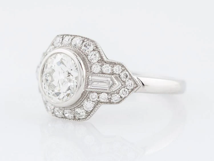Engagement Ring Modern 1.03 Old European Cut Diamond in Platinum - Image 3