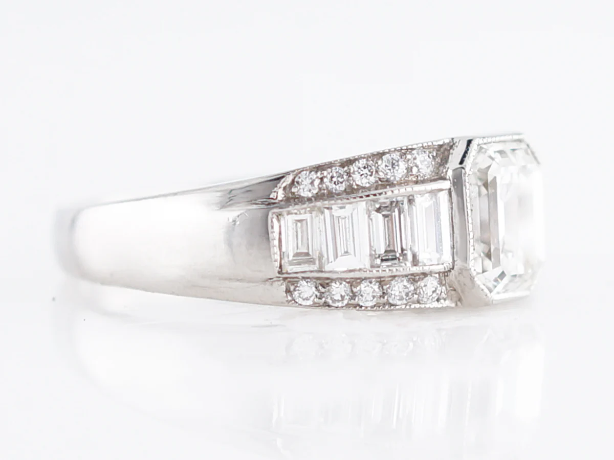 Engagement Ring Modern 1.05 Emerald Cut Diamond in Platinum - Image 3