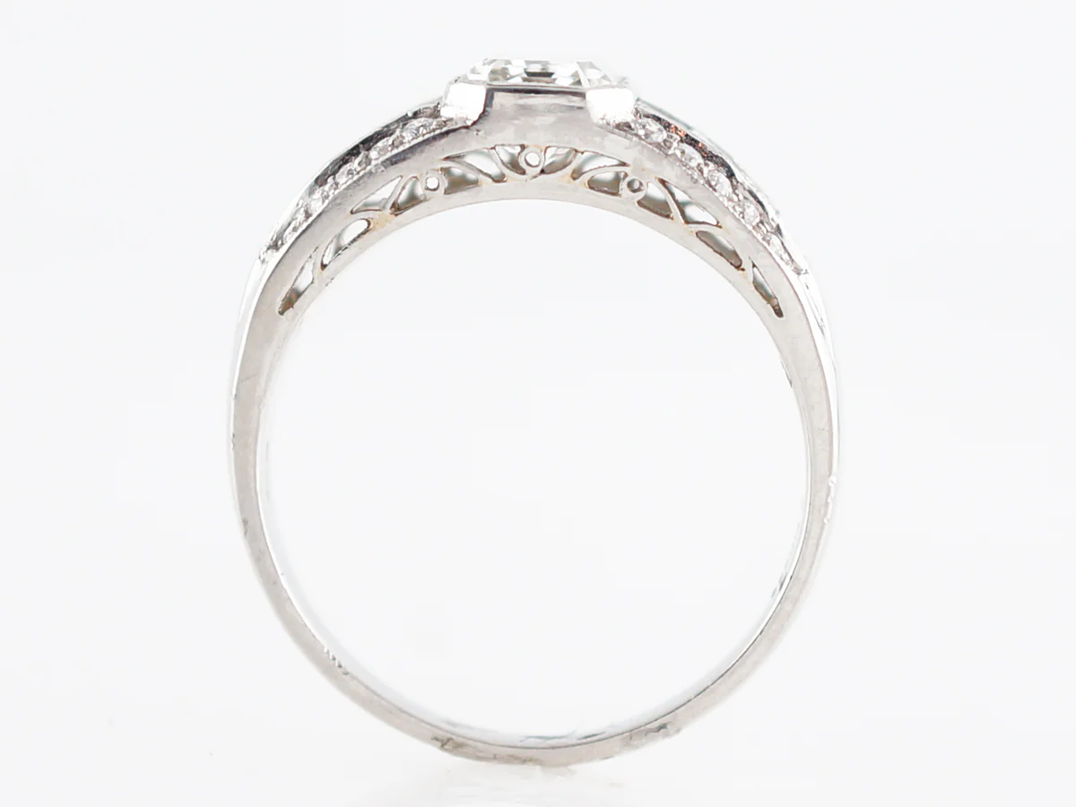 Engagement Ring Modern 1.05 Emerald Cut Diamond in Platinum - Image 4
