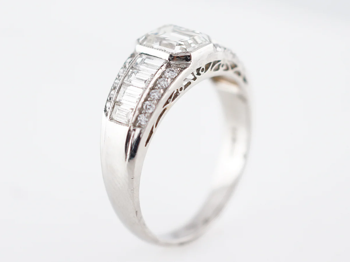 Engagement Ring Modern 1.05 Emerald Cut Diamond in Platinum - Image 5