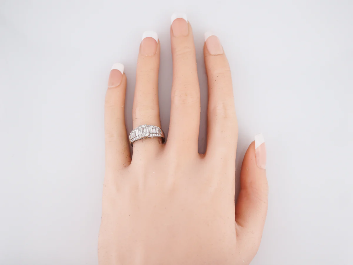 Engagement Ring Modern 1.05 Emerald Cut Diamond in Platinum - Image 6