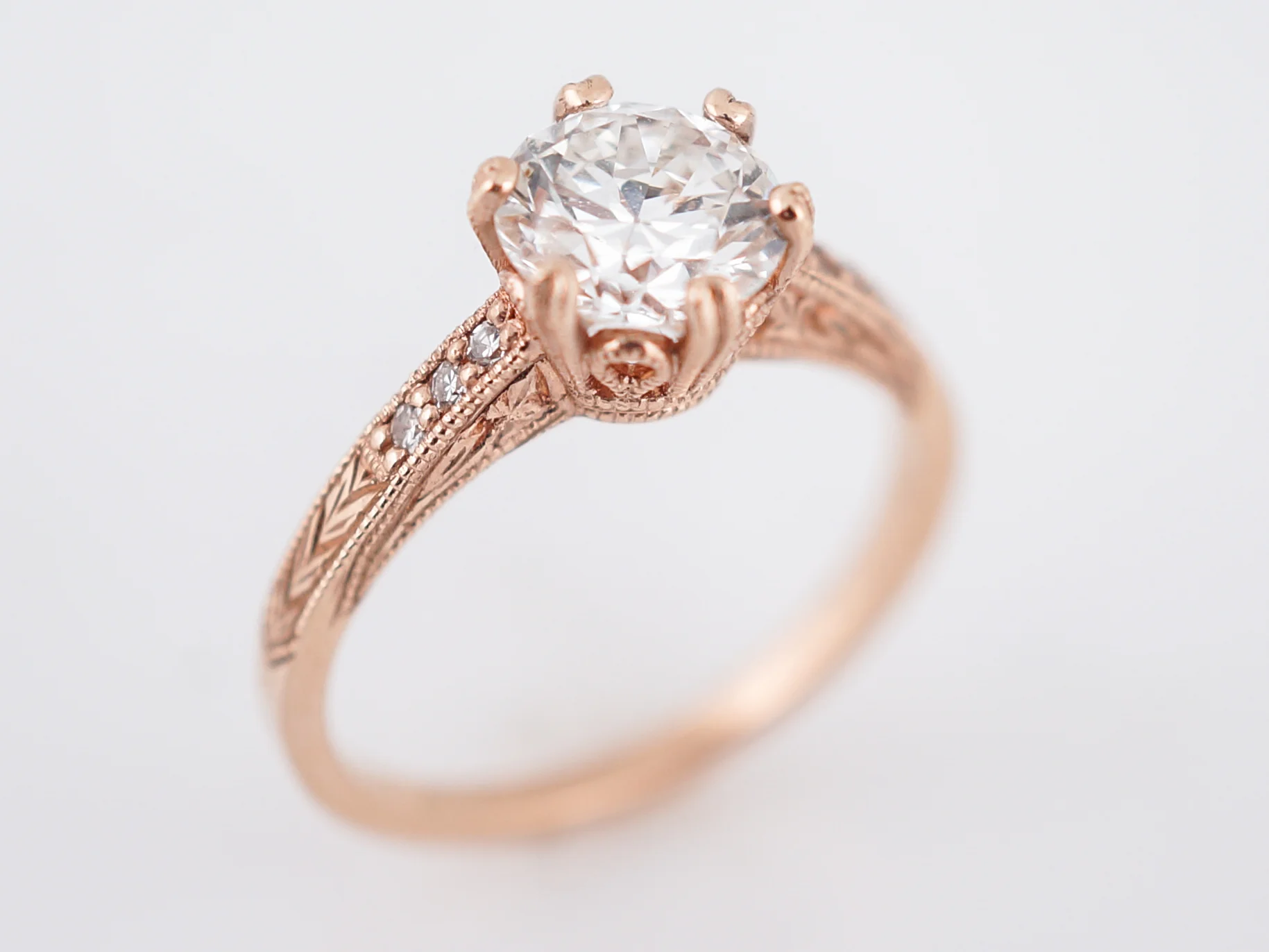 Engagement Ring Modern 1.05 Transitional Cut Diamond in 14k Rose Gold - Image 4