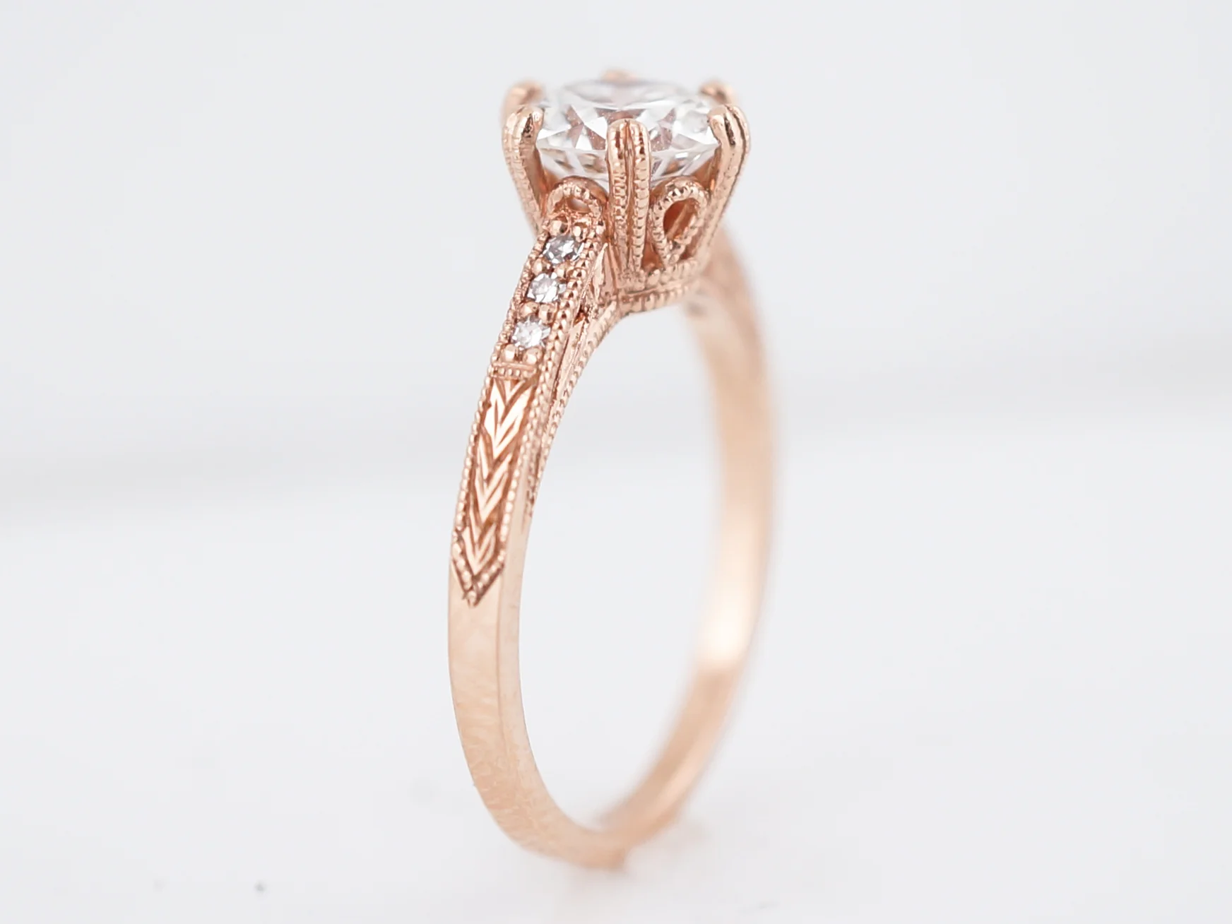 Engagement Ring Modern 1.05 Transitional Cut Diamond in 14k Rose Gold - Image 5
