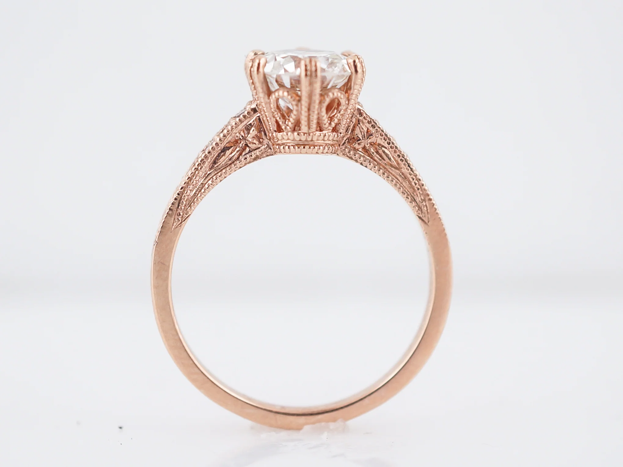 Engagement Ring Modern 1.05 Transitional Cut Diamond in 14k Rose Gold - Image 6