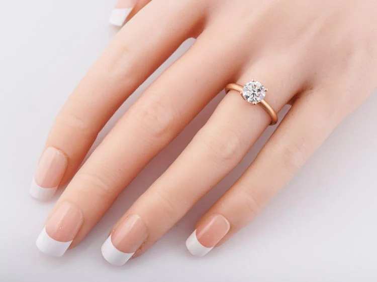 Engagement Ring Modern 1.09 Round Brilliant Cut Diamond in 14k Rose Gold - Image 6