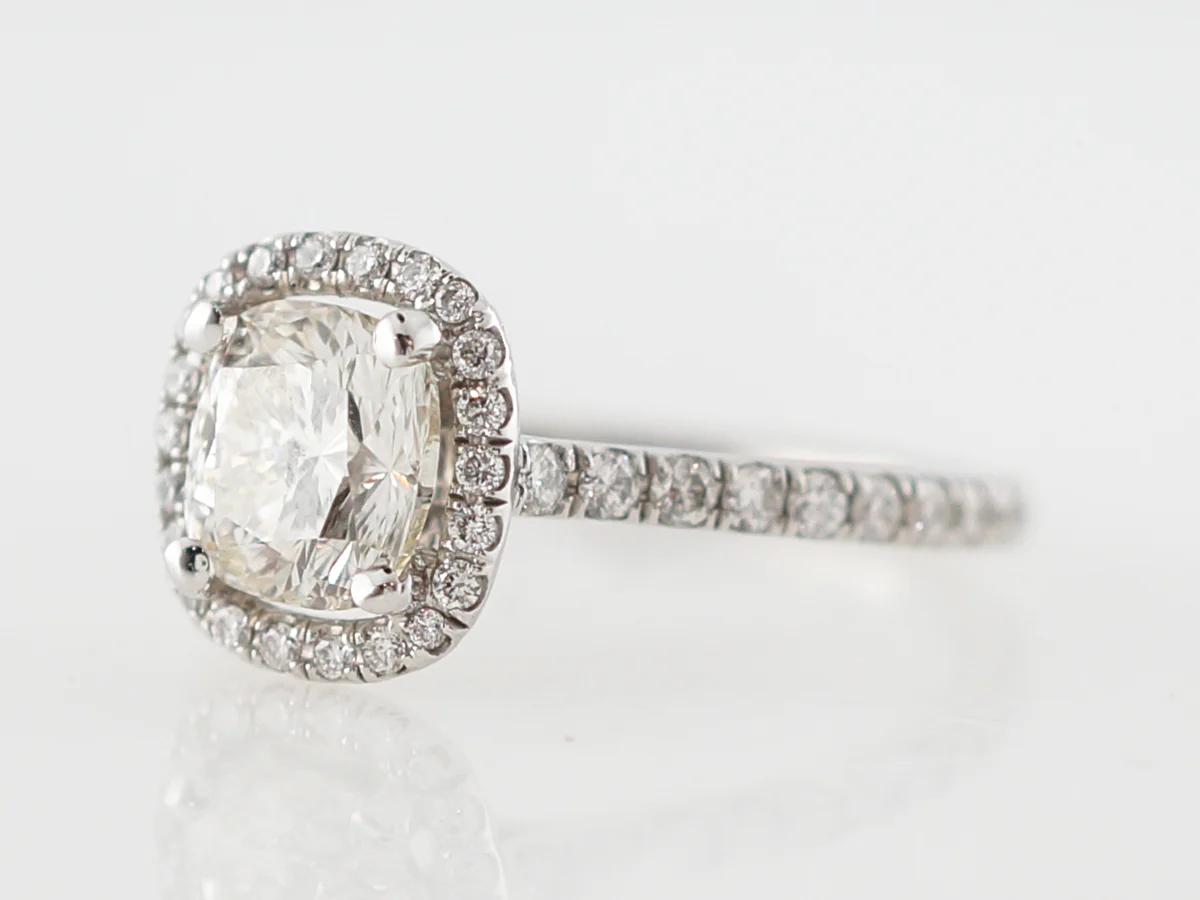 Engagement Ring Modern 1.20 Cushion Cut Diamond in 14k White Gold - Image 2
