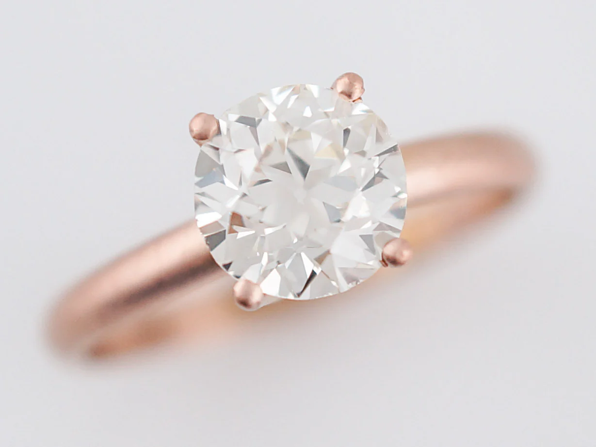 Engagement Ring Modern 1.28 Old European Cut Diamond in 14k Rose Gold - Image 4