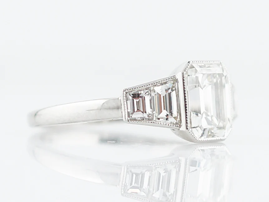 Engagement Ring Modern 1.42 Emerald Cut Diamond in Platinum - Image 4