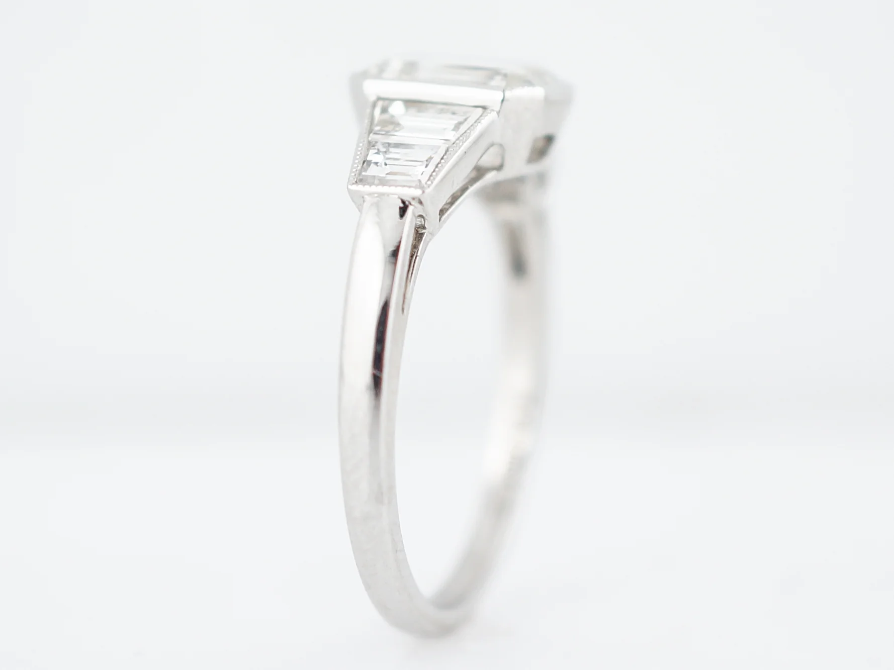 Engagement Ring Modern 1.42 Emerald Cut Diamond in Platinum - Image 5