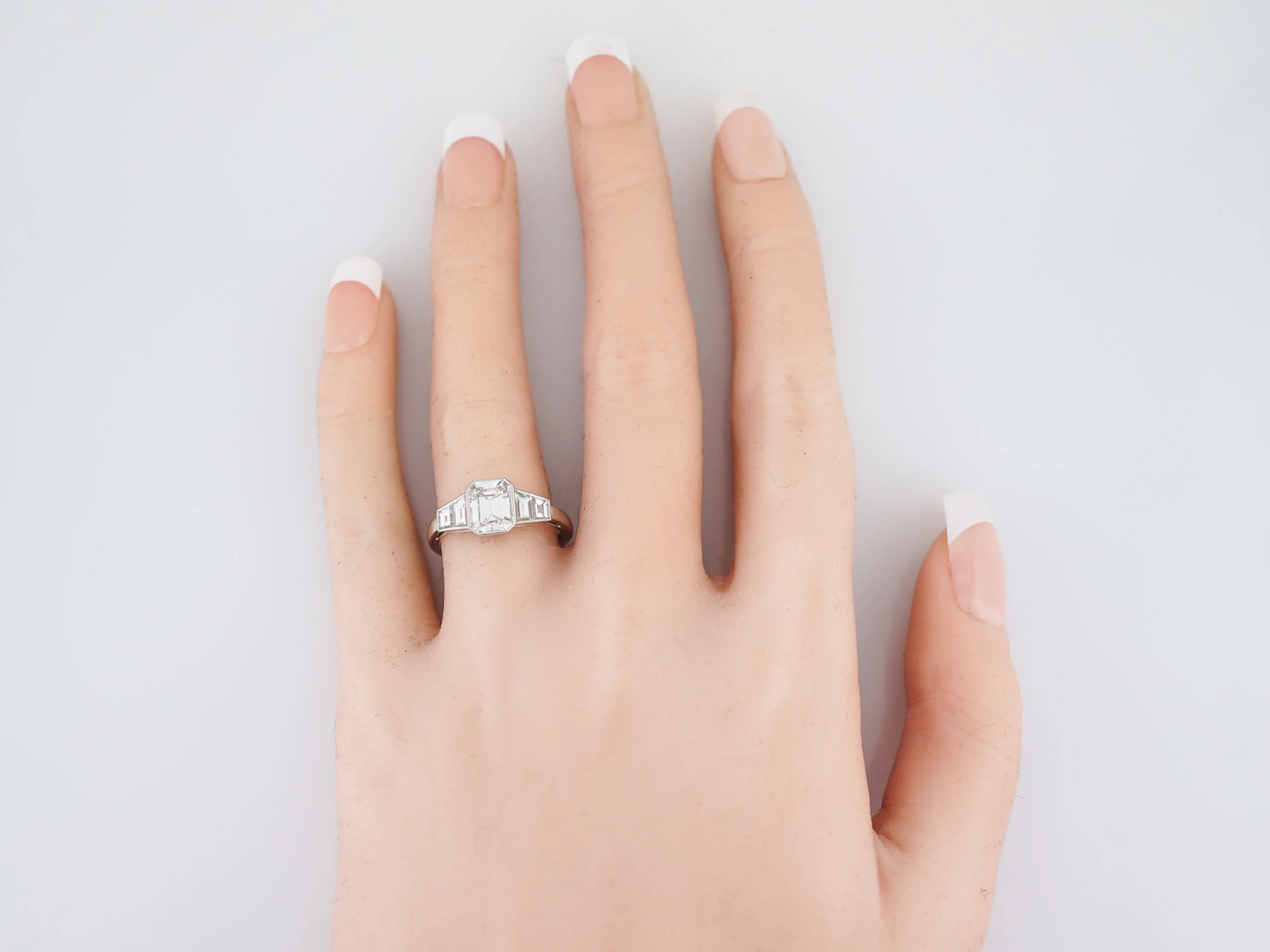 Engagement Ring Modern 1.42 Emerald Cut Diamond in Platinum - Image 6