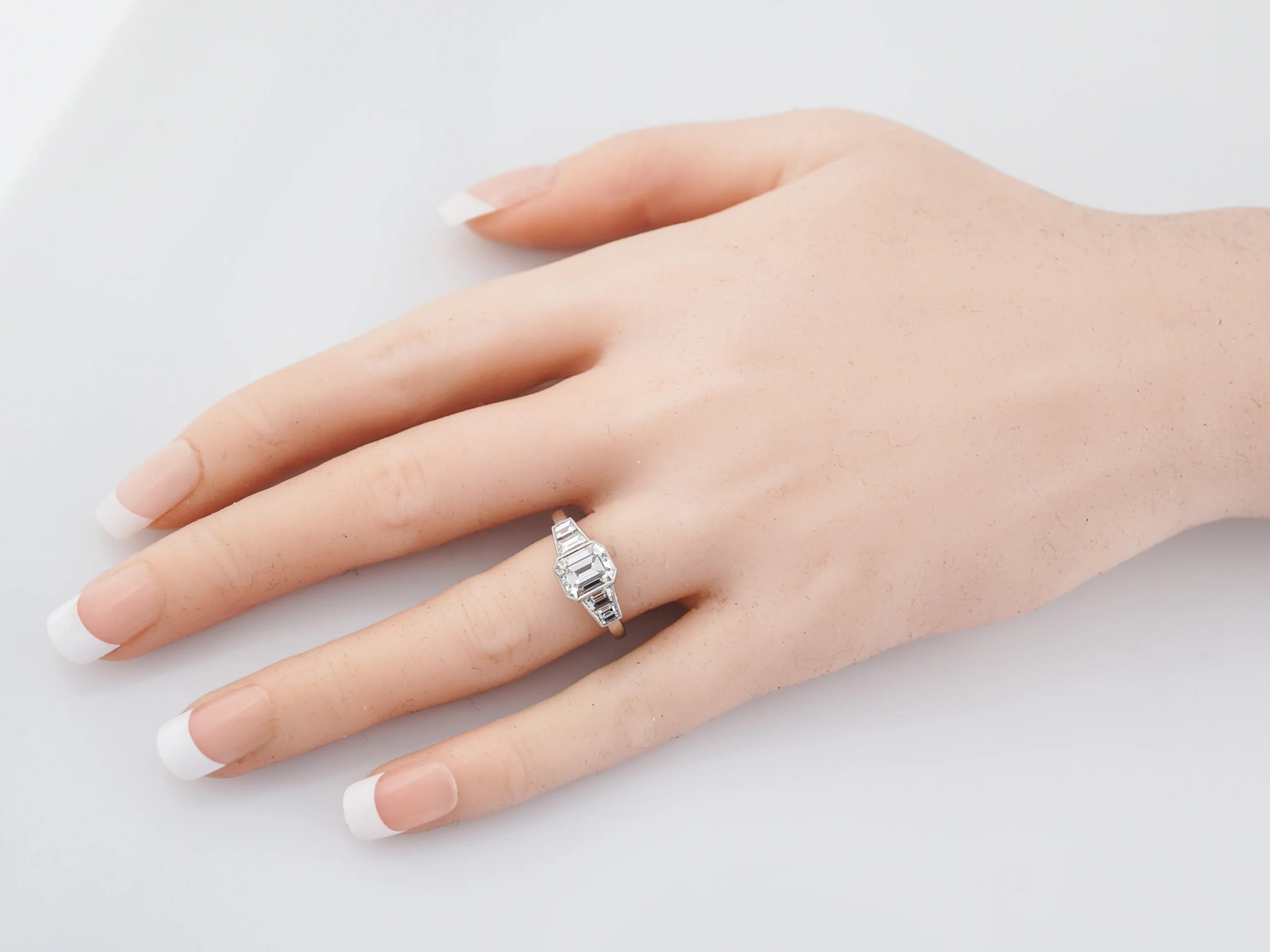 Engagement Ring Modern 1.42 Emerald Cut Diamond in Platinum - Image 7