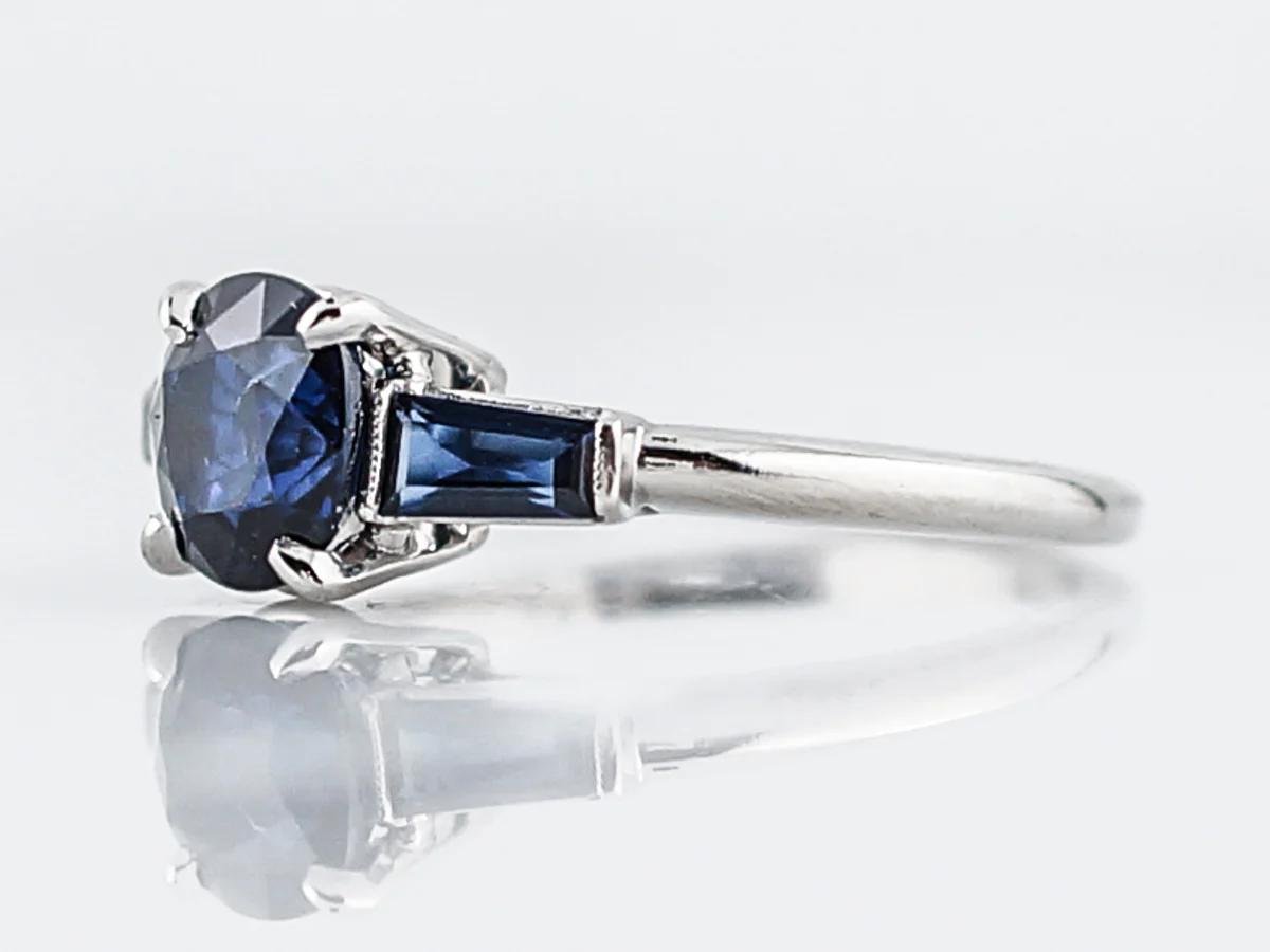 Engagement Ring Modern 1.47 Cushion Cut Sapphire in Platinum - Image 2