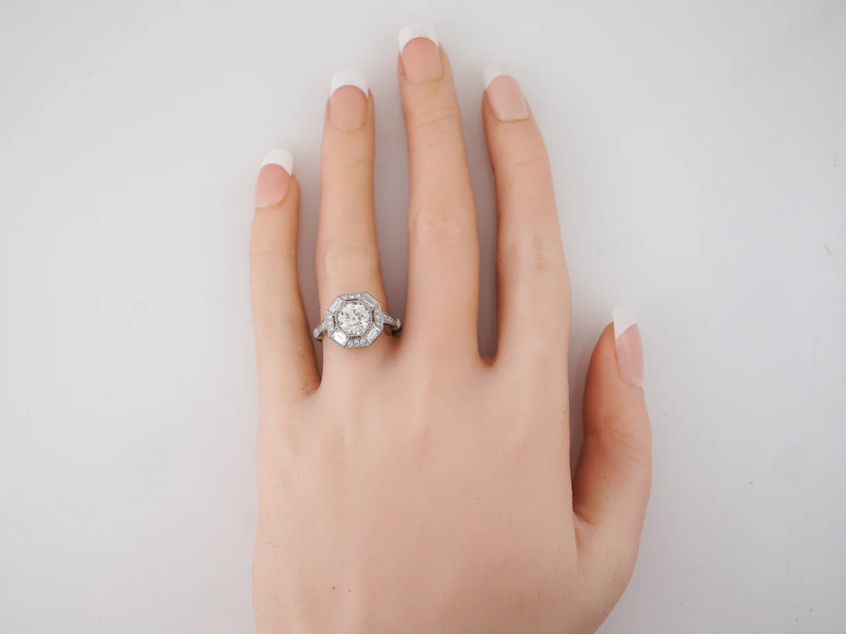 Engagement Ring Modern 1.52 Old European Cut Diamond in Platinum - Image 6