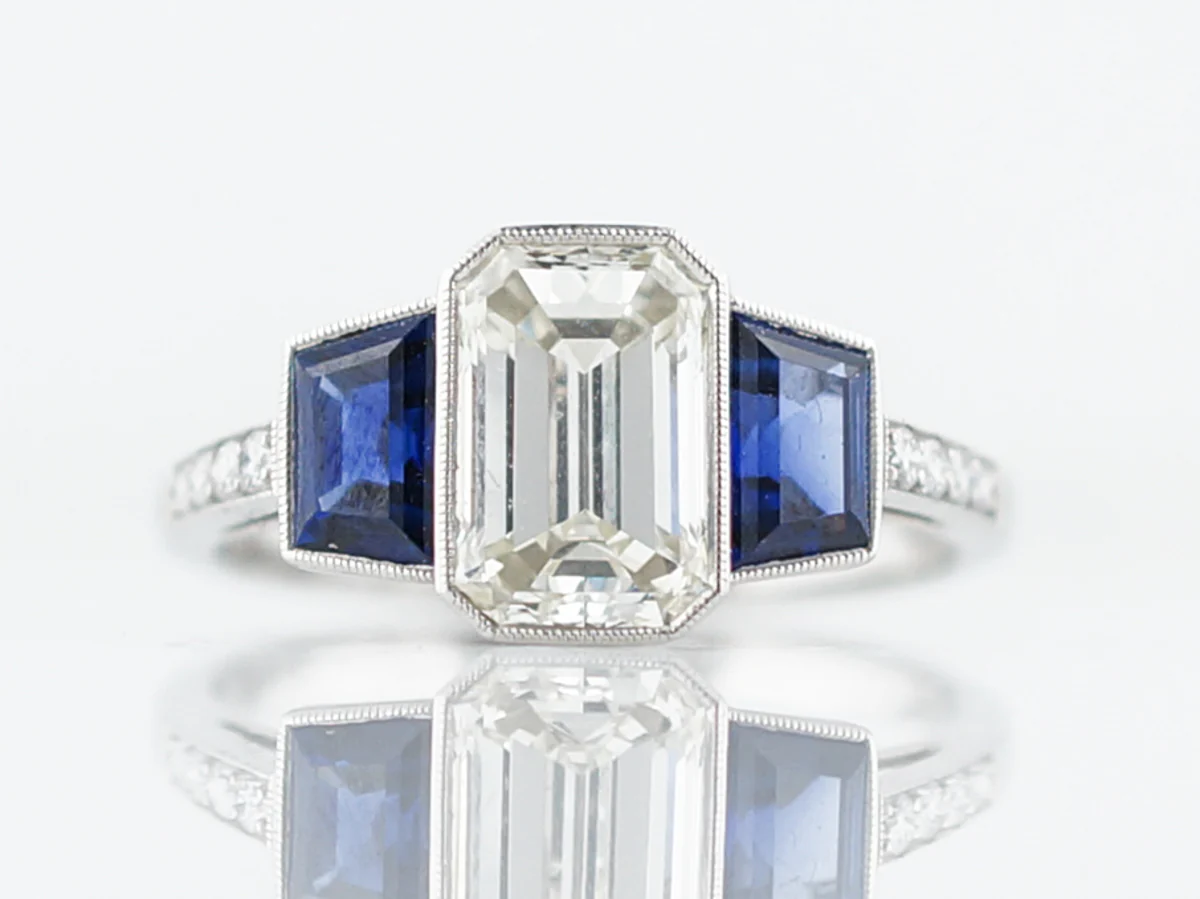 **RTV 1/10/19**Engagement Ring Modern 1.53 Emerald Cut Diamond in Platinum