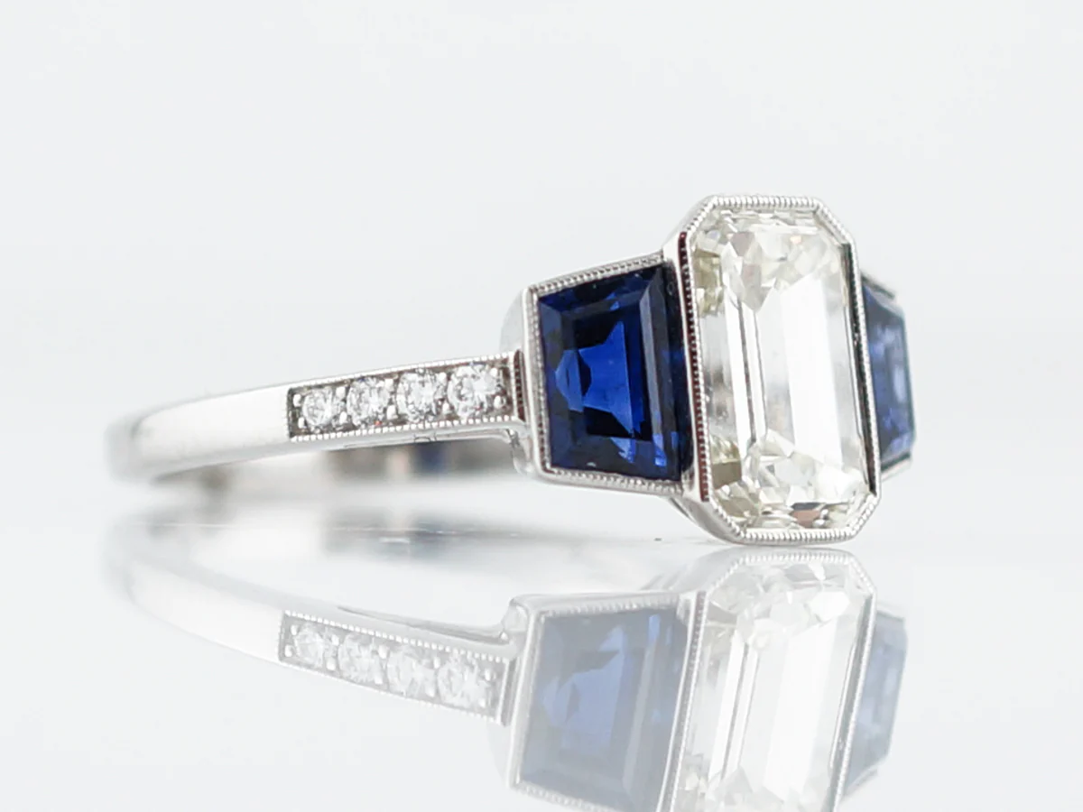 **RTV 1/10/19**Engagement Ring Modern 1.53 Emerald Cut Diamond in Platinum - Image 2