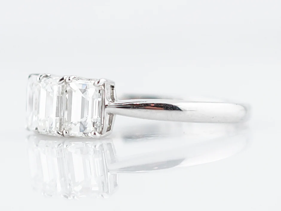 Engagement Ring Modern 1.55 Emerald Cut Diamonds in Platinum - Image 2