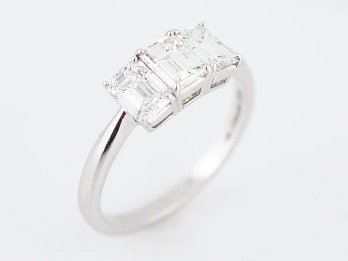 Engagement Ring Modern 1.55 Emerald Cut Diamonds in Platinum - Image 5