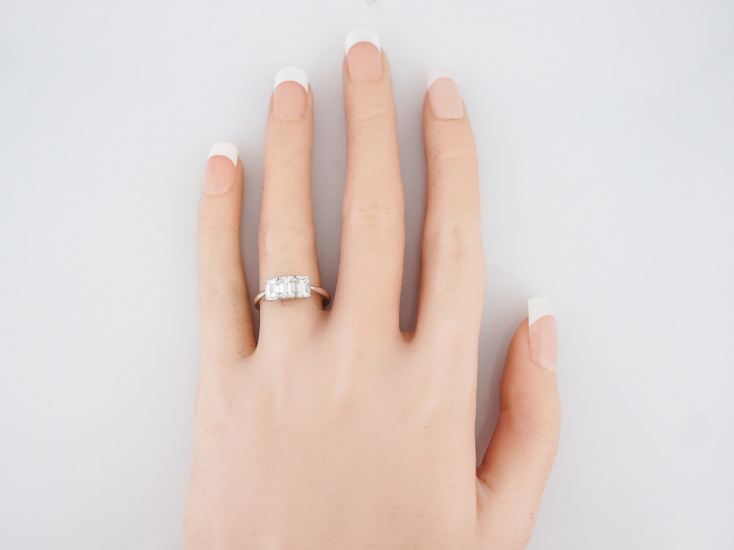 Engagement Ring Modern 1.55 Emerald Cut Diamonds in Platinum - Image 6