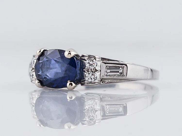 Engagement Ring Modern 1.79 Oval Cut Sapphire in Palladium - Image 3