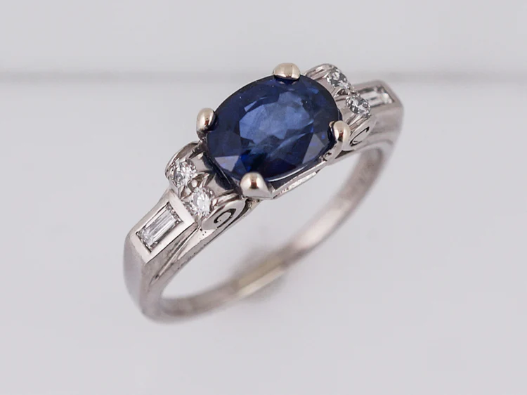 Engagement Ring Modern 1.79 Oval Cut Sapphire in Palladium - Image 4