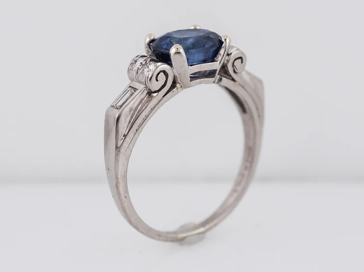 Engagement Ring Modern 1.79 Oval Cut Sapphire in Palladium - Image 5