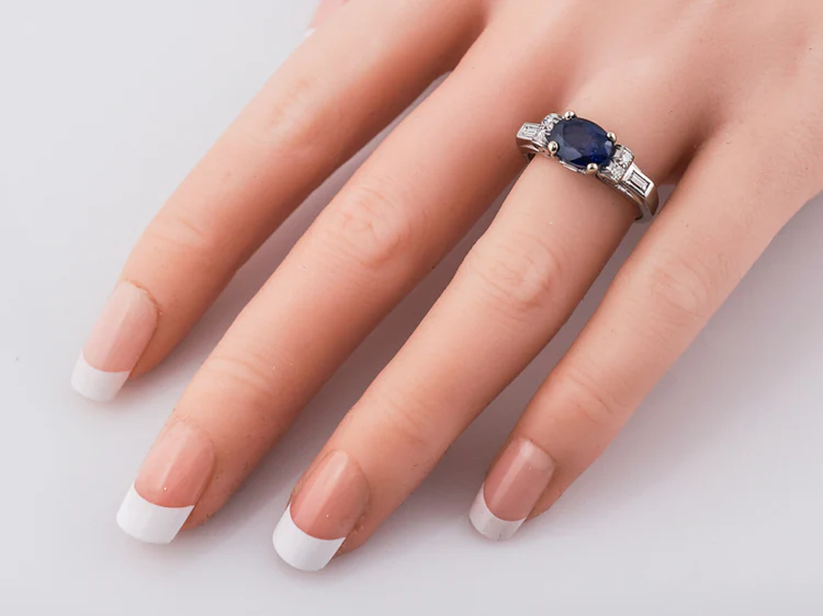 Engagement Ring Modern 1.79 Oval Cut Sapphire in Palladium - Image 6