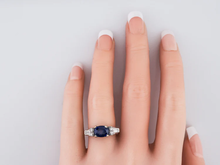 Engagement Ring Modern 1.79 Oval Cut Sapphire in Palladium - Image 7