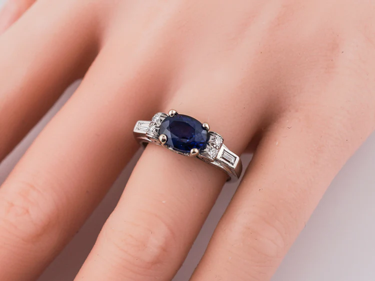 Engagement Ring Modern 1.79 Oval Cut Sapphire in Palladium - Image 8