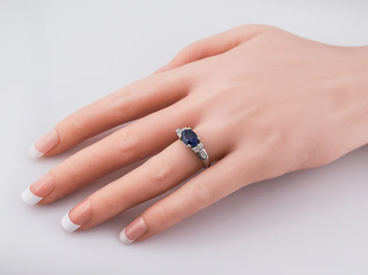 Engagement Ring Modern 1.79 Oval Cut Sapphire in Palladium - Image 9
