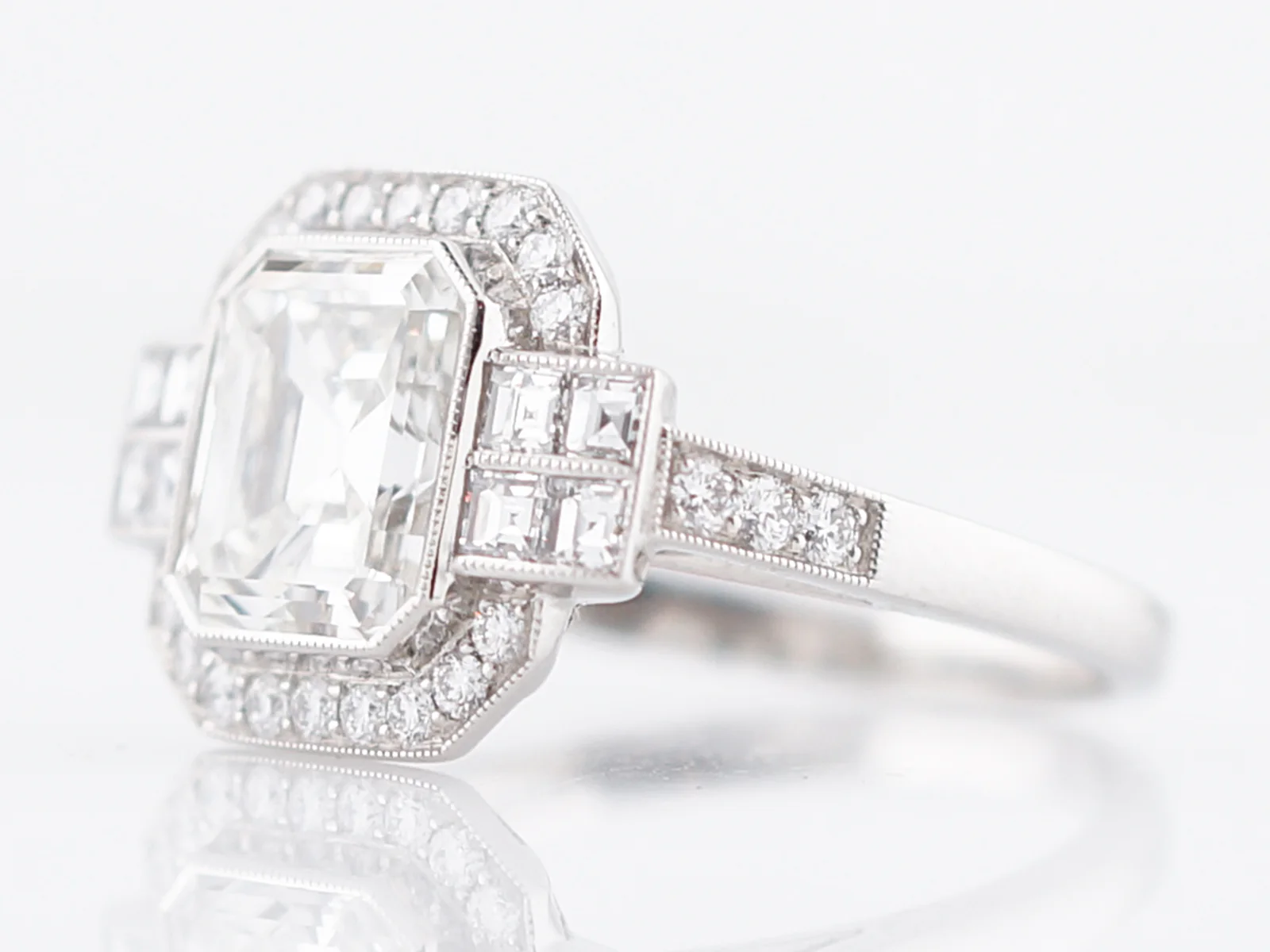 Engagement Ring Modern 2.13 Asscher Cut Diamond in Platinum - Image 2