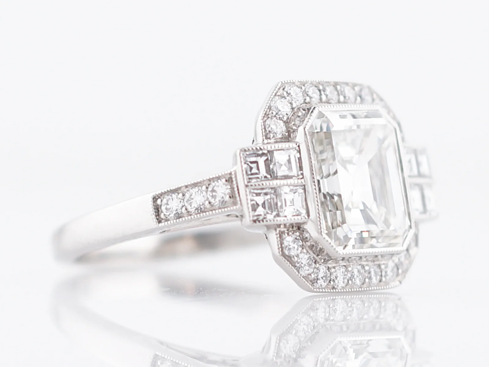 Engagement Ring Modern 2.13 Asscher Cut Diamond in Platinum - Image 3