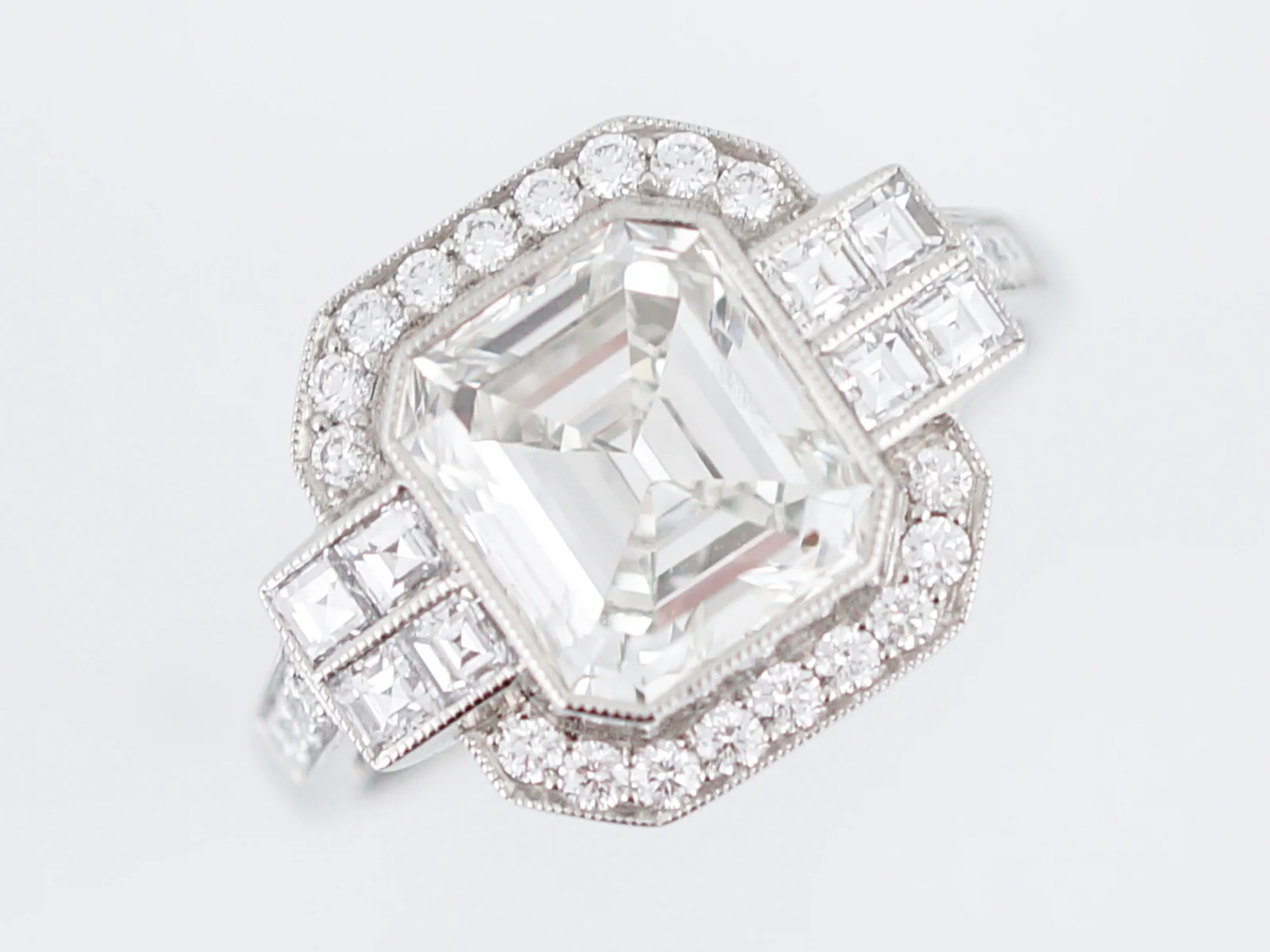 Engagement Ring Modern 2.13 Asscher Cut Diamond in Platinum - Image 4
