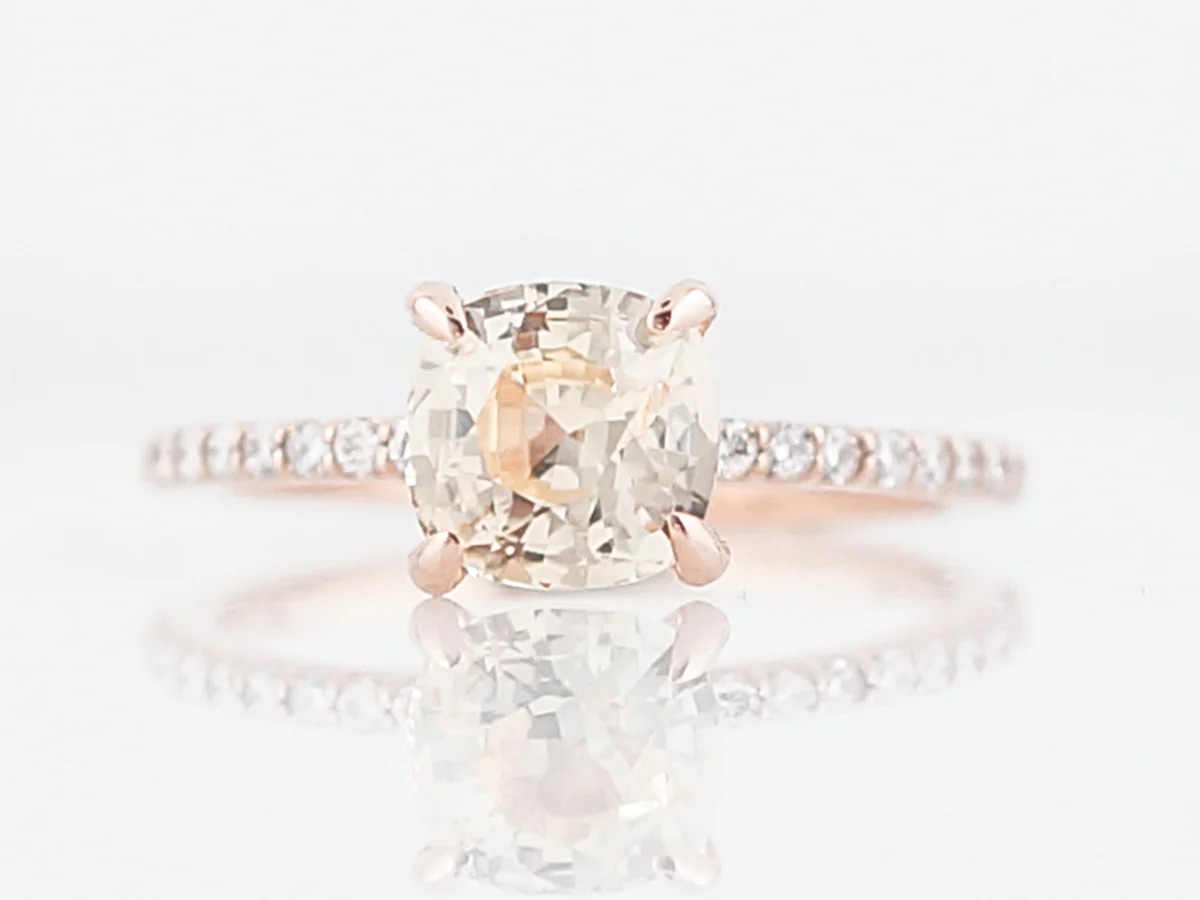 Engagement Ring Modern 2.16 Round Brilliant Cut Peach Sapphire in 14k Rose Gold - Image 2