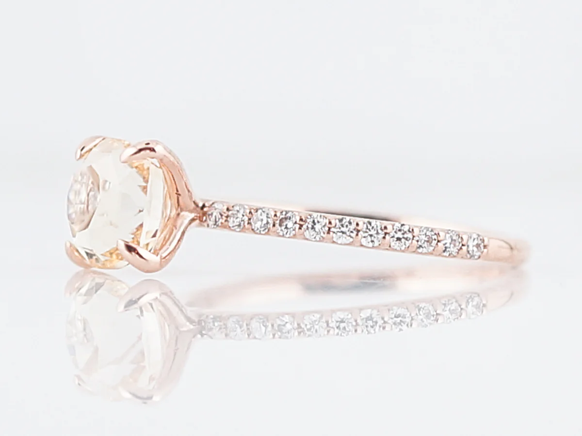 Engagement Ring Modern 2.16 Round Brilliant Cut Peach Sapphire in 14k Rose Gold - Image 3