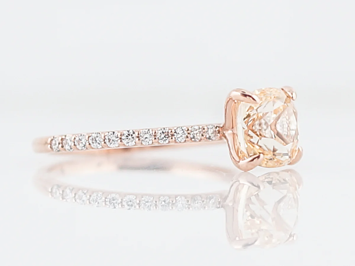Engagement Ring Modern 2.16 Round Brilliant Cut Peach Sapphire in 14k Rose Gold - Image 4