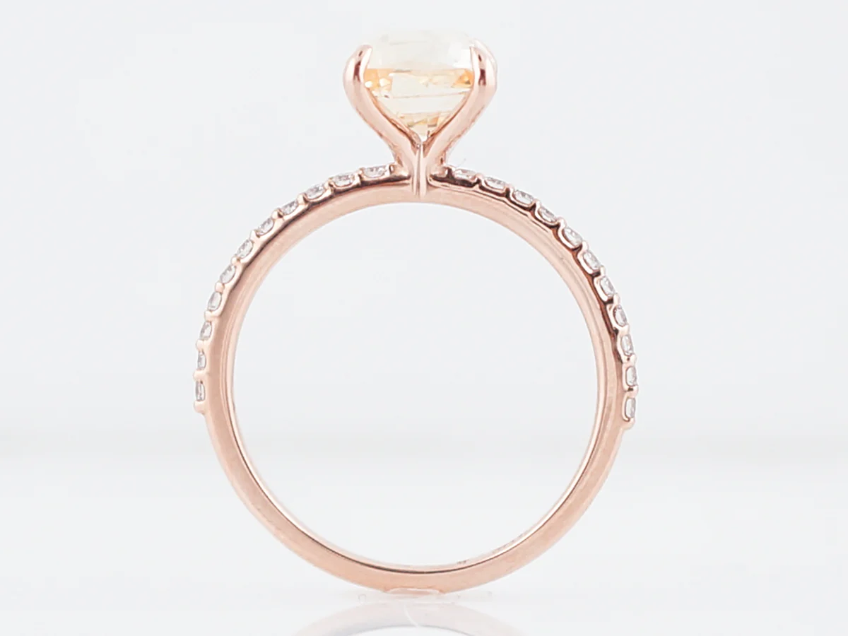 Engagement Ring Modern 2.16 Round Brilliant Cut Peach Sapphire in 14k Rose Gold - Image 5