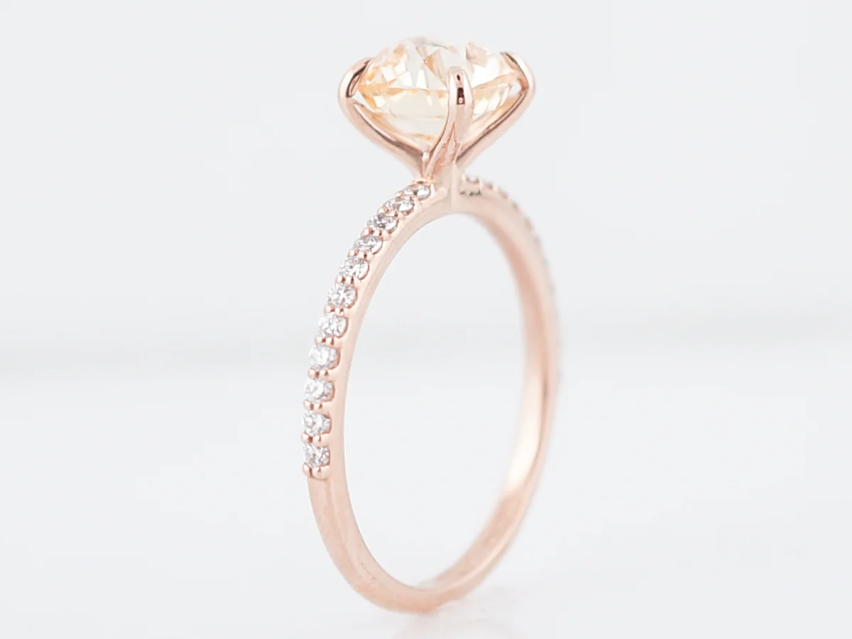Engagement Ring Modern 2.16 Round Brilliant Cut Peach Sapphire in 14k Rose Gold - Image 6