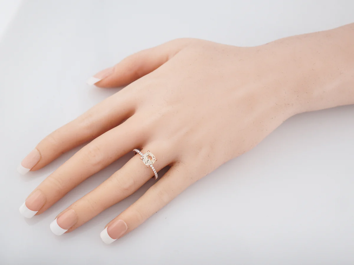 Engagement Ring Modern 2.16 Round Brilliant Cut Peach Sapphire in 14k Rose Gold - Image 8