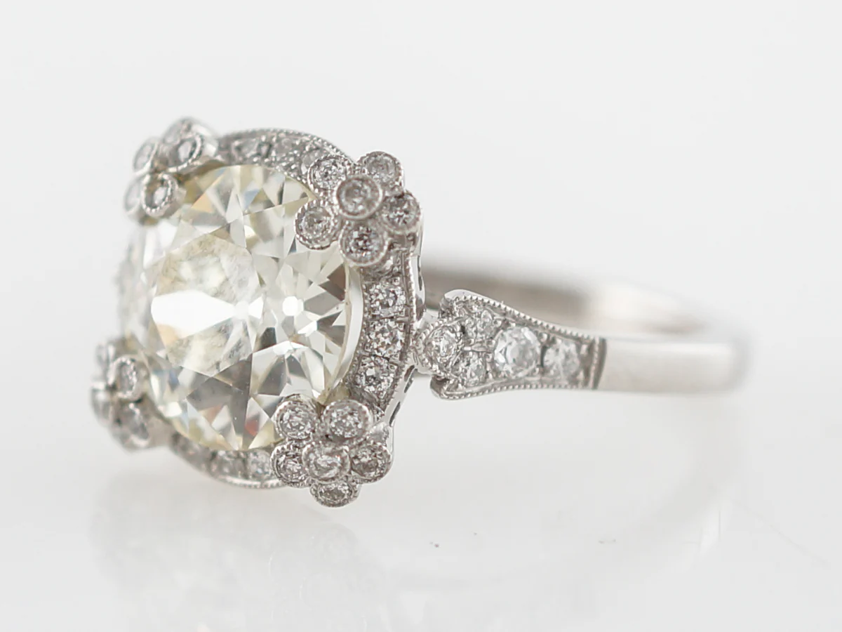 Engagement Ring Modern 2.69 Old European Cut Diamond in Platinum - Image 2