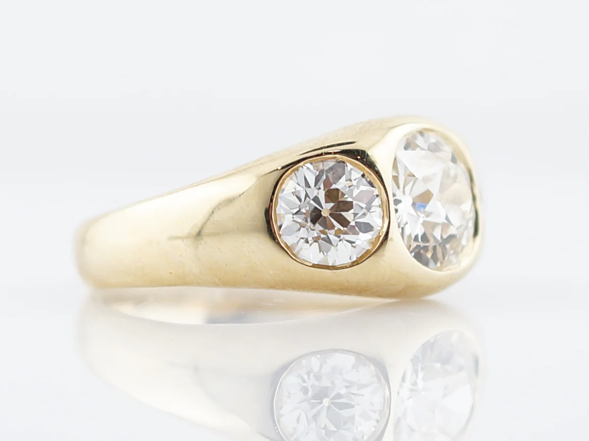Engagement Ring Modern 3.37 Old European Cut Diamonds in 18k Yellow Gold - Image 3