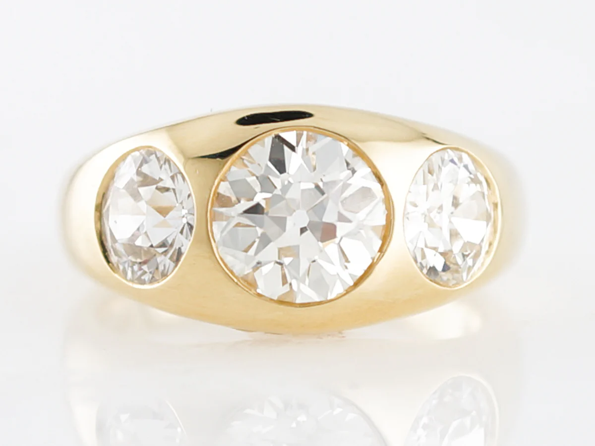 **RTV 1/10/19**Engagement Ring Modern 3.42 Old European Cut Diamonds in 18k Yellow Gold