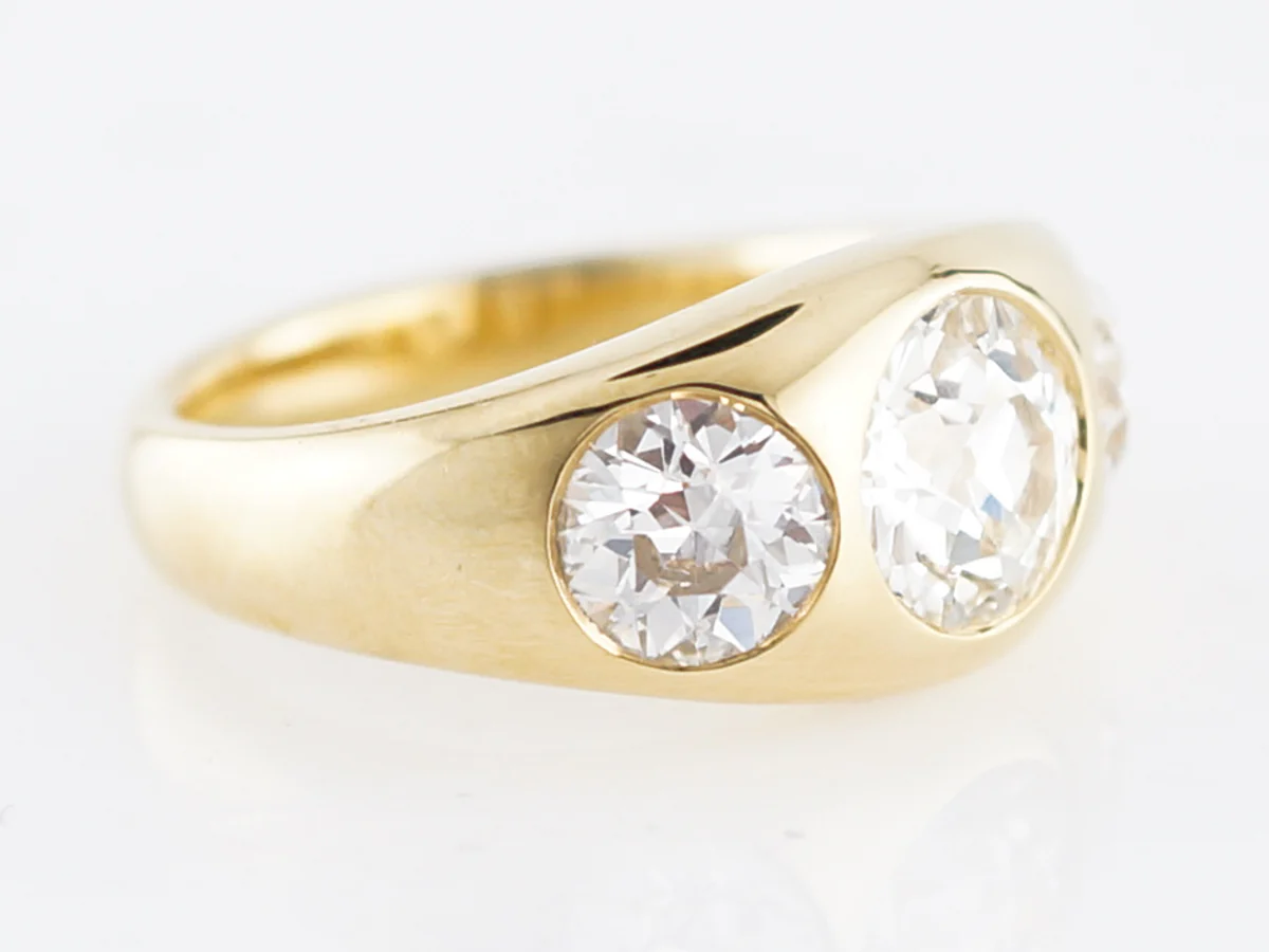 **RTV 1/10/19**Engagement Ring Modern 3.42 Old European Cut Diamonds in 18k Yellow Gold - Image 3