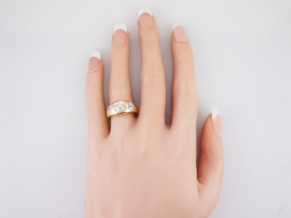 **RTV 1/10/19**Engagement Ring Modern 3.42 Old European Cut Diamonds in 18k Yellow Gold - Image 6