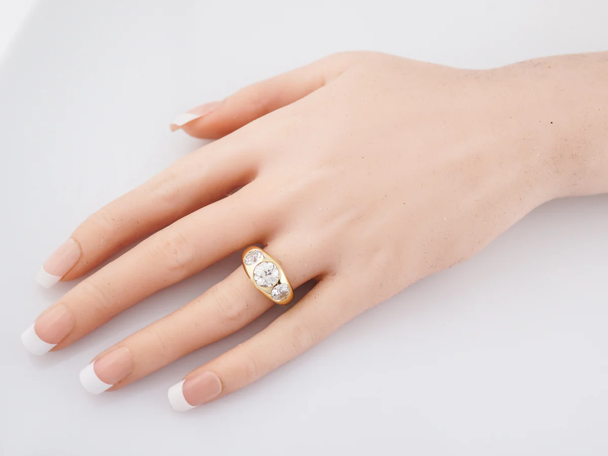 **RTV 1/10/19**Engagement Ring Modern 3.42 Old European Cut Diamonds in 18k Yellow Gold - Image 7