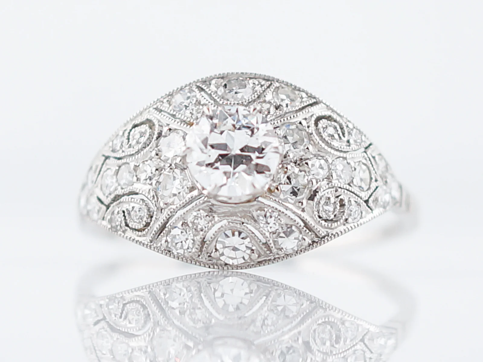 Engagement Ring Modern .38 Old European Cut Diamond in Platinum